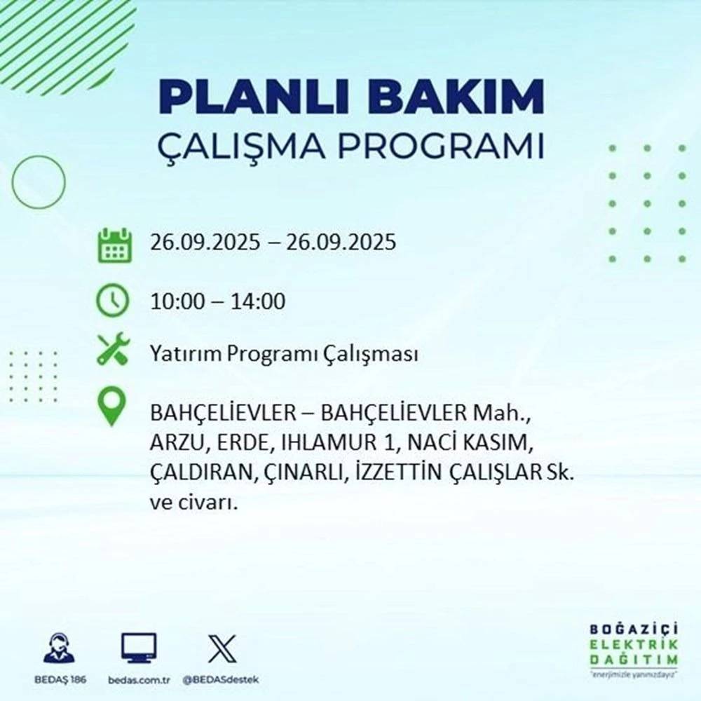 İstanbul’da elektrik alarmı! 23 ilçede 10 saatlik kesinti listesi açıklandı 6